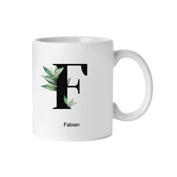 Monogramm Tasse Blätter