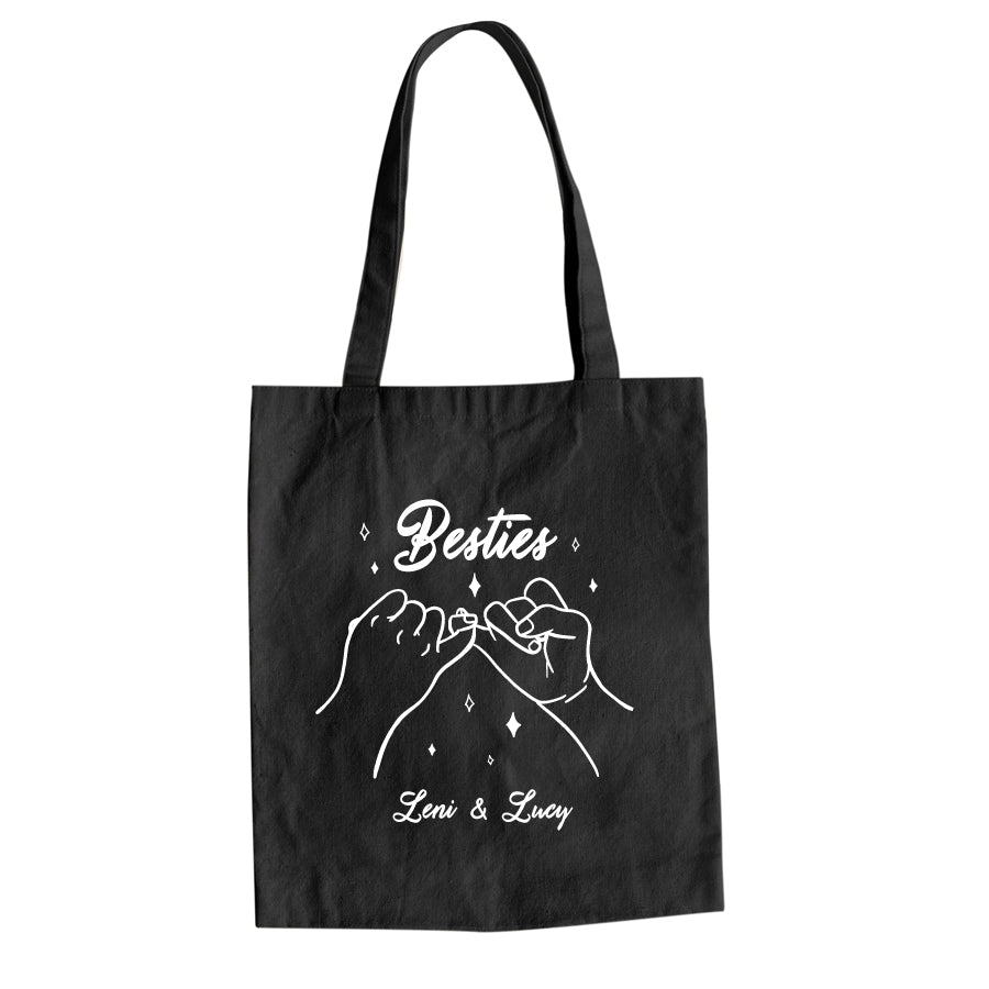 Baumwolltasche Besties, Freundschaftstasche, 2 BFF, schwarz