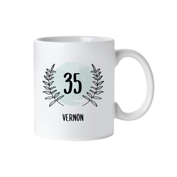 Tasse Geburtstag, mint schwarze Blumen