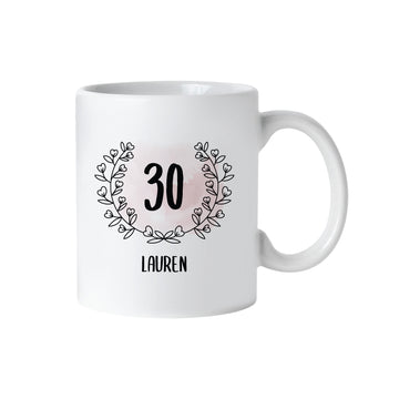 Tasse Geburtstag, rosa schwarze Blumen