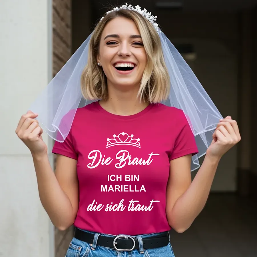 Poltershirt "Die Braut, die sich traut", pink, Damen