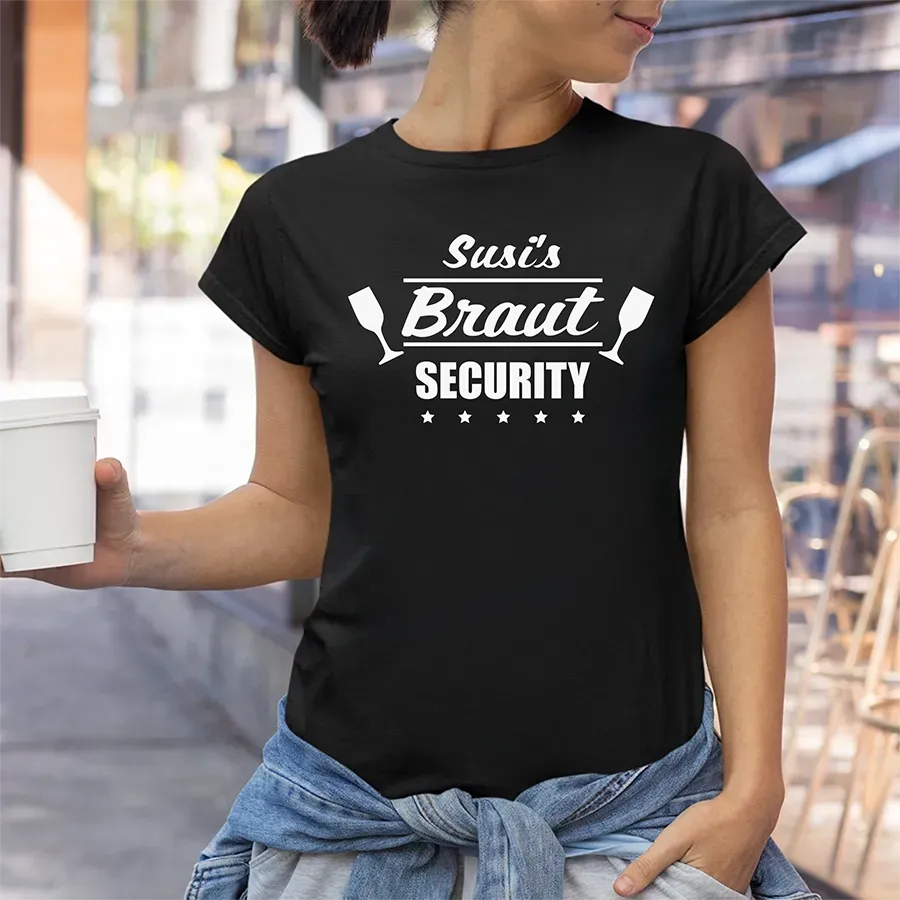 Poltershirt "Braut Security", schwarz, Damen