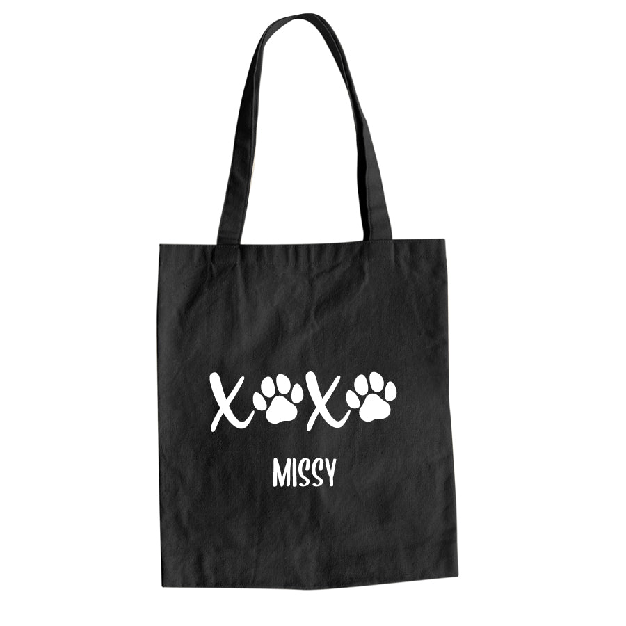 Baumwolltasche XOXO Hundepfoten personalisiert