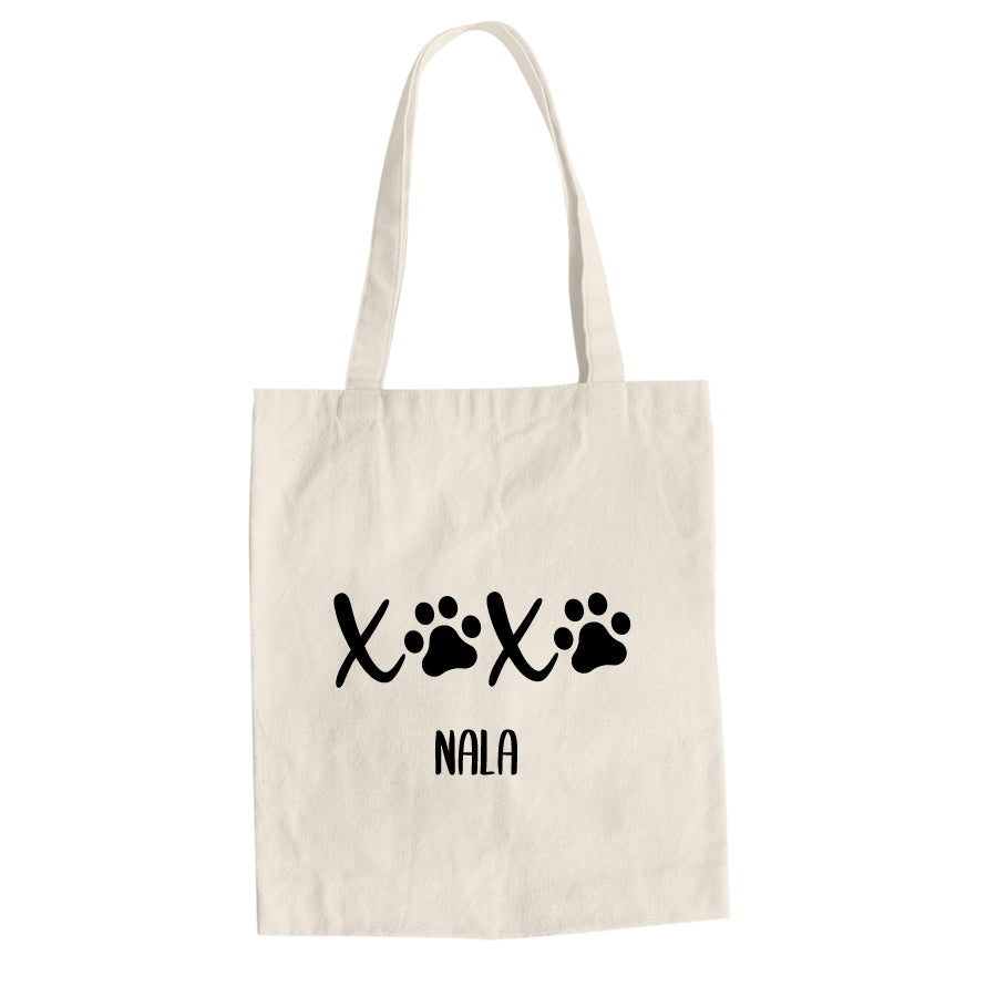 Baumwolltasche XOXO Katzenpfoten personalisiert