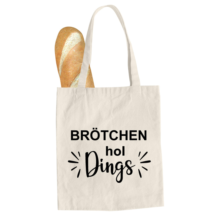Baumwolltasche Brötchen hol Dings, personalisierbar