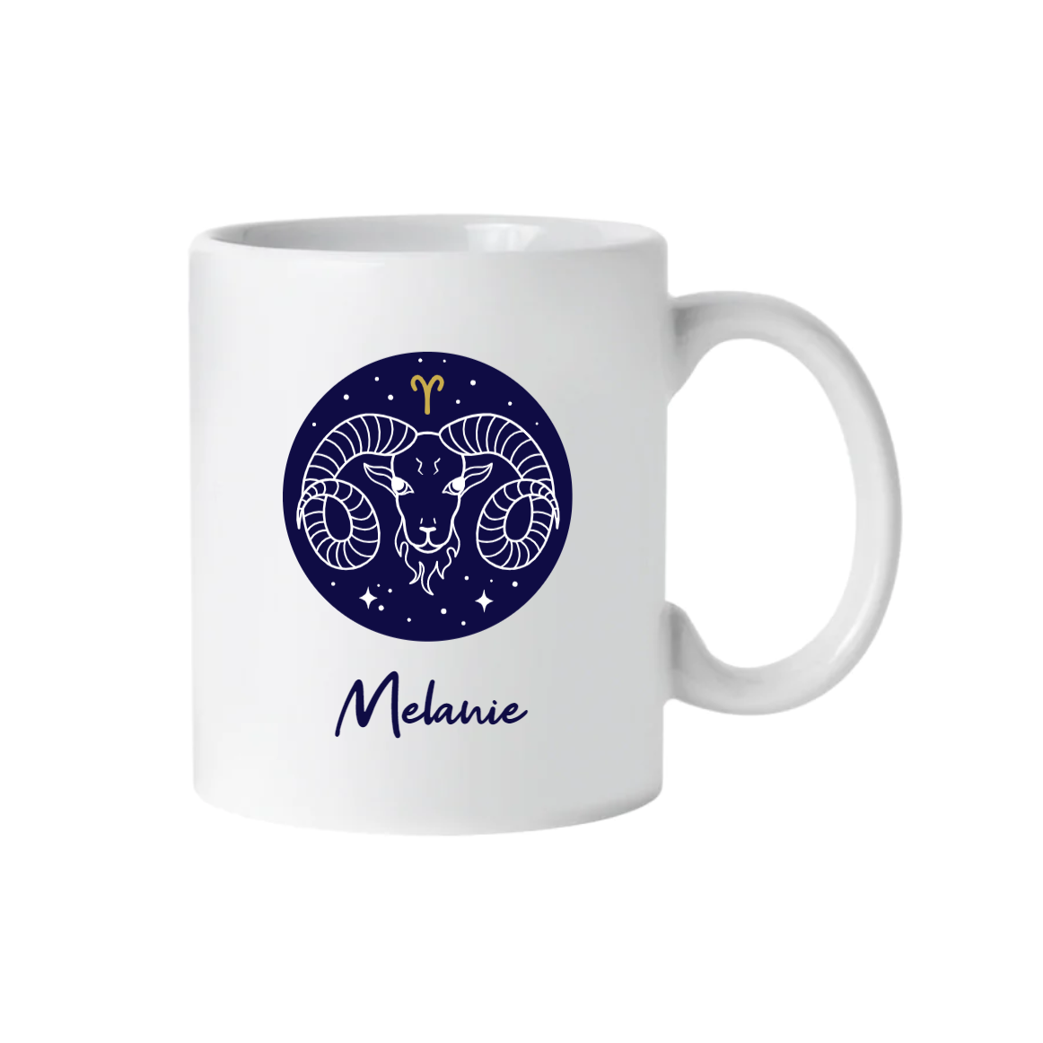 Sternzeichen Tasse blau, personalisiert