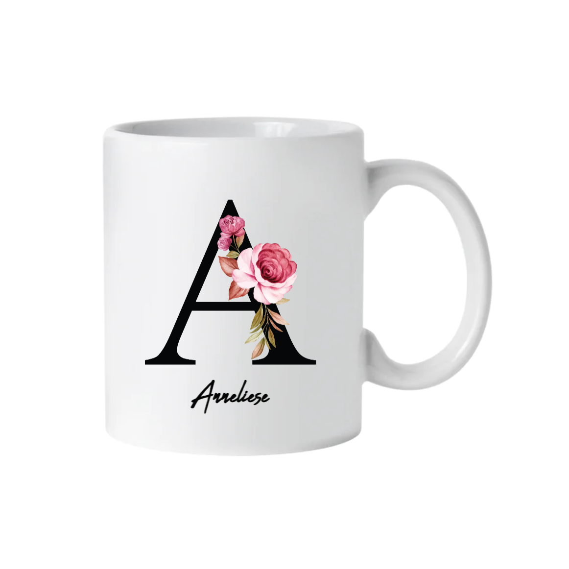 Monogramm Tasse Rose floral