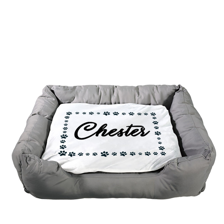 Tierbett Pfoten Rahmen personalisiert