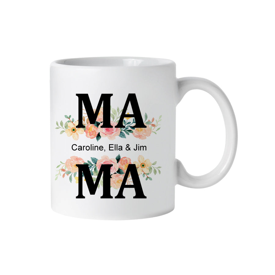 Tasse MAMA mit den Namen der Liebsten