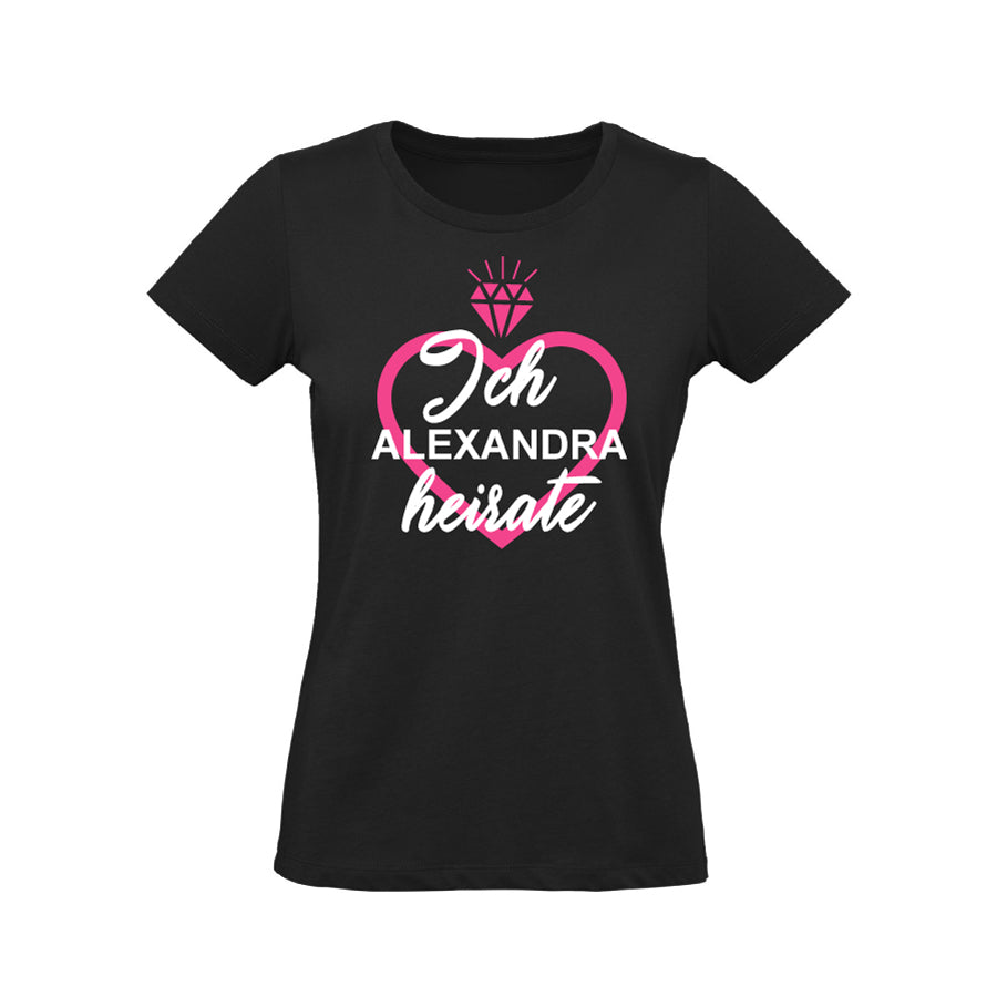 Poltershirt "Ich heirate", schwarz, Damen