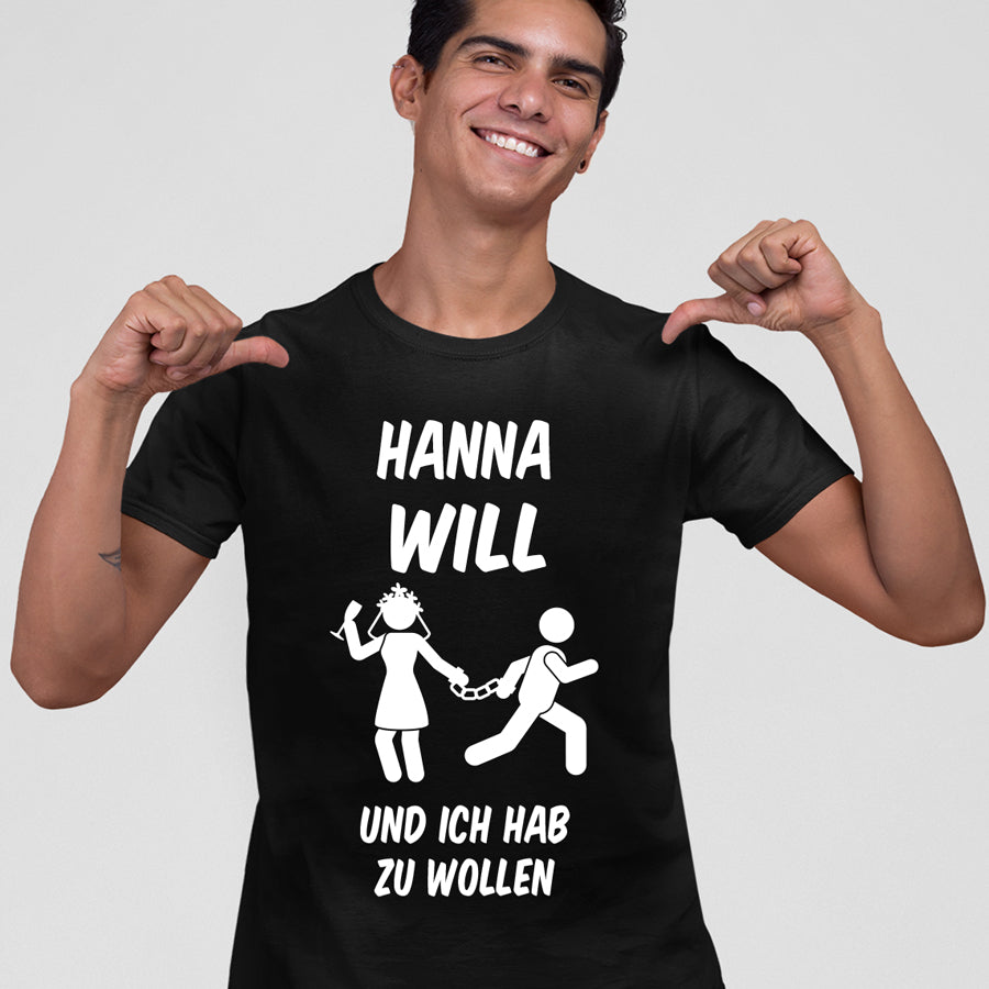 Poltershirt "Sie will und ich hab zu wollen", schwarz, Herren Junggesellenabschied