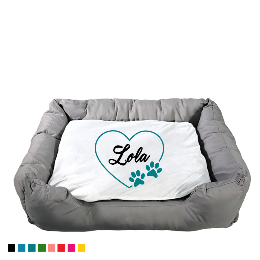 Tierbett Herz mit 2 Pfoten, personalisiert