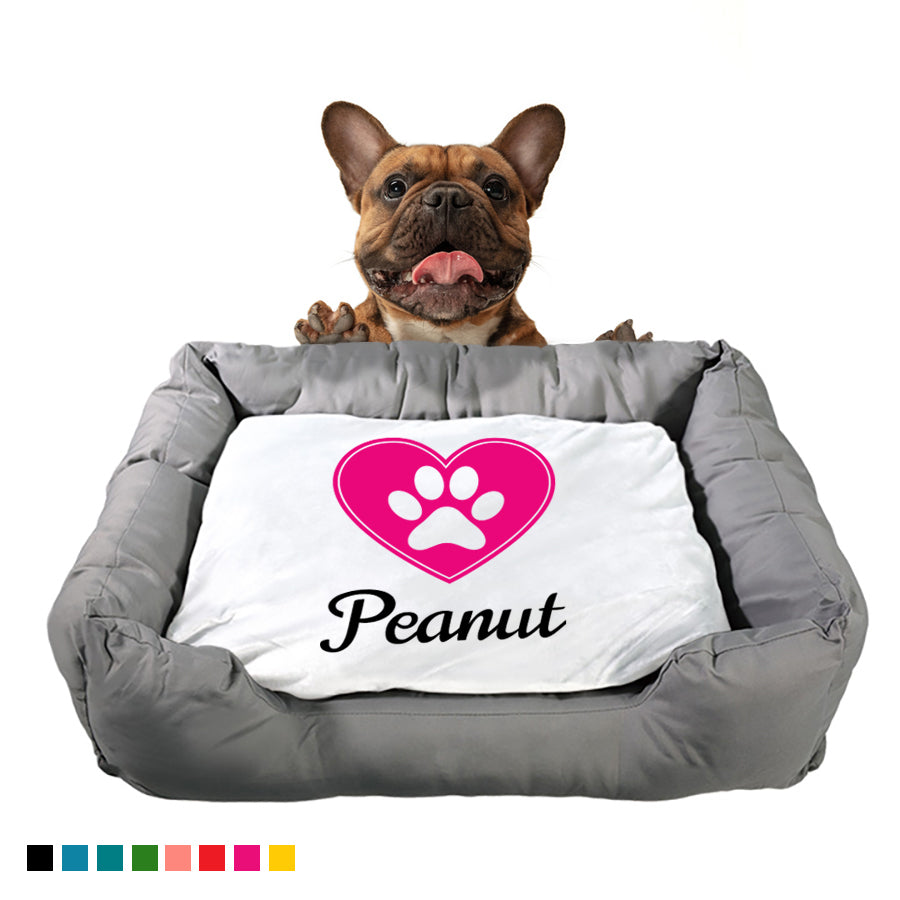 Tierbett Herz mit Pfote, personalisiert
