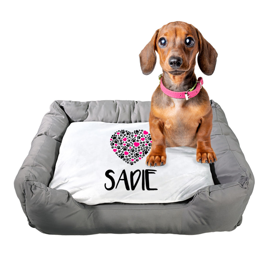 Tierbett Confetti Herzen & Pfoten, personalisiert